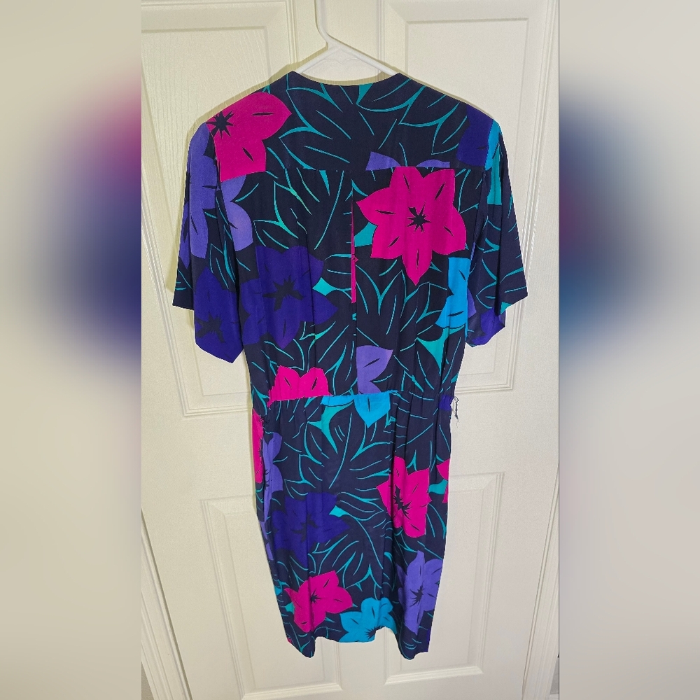 Liz Claiborne Womens Vintage Floral Button Up Silk Dress Size 8 - Picture 8 of 10